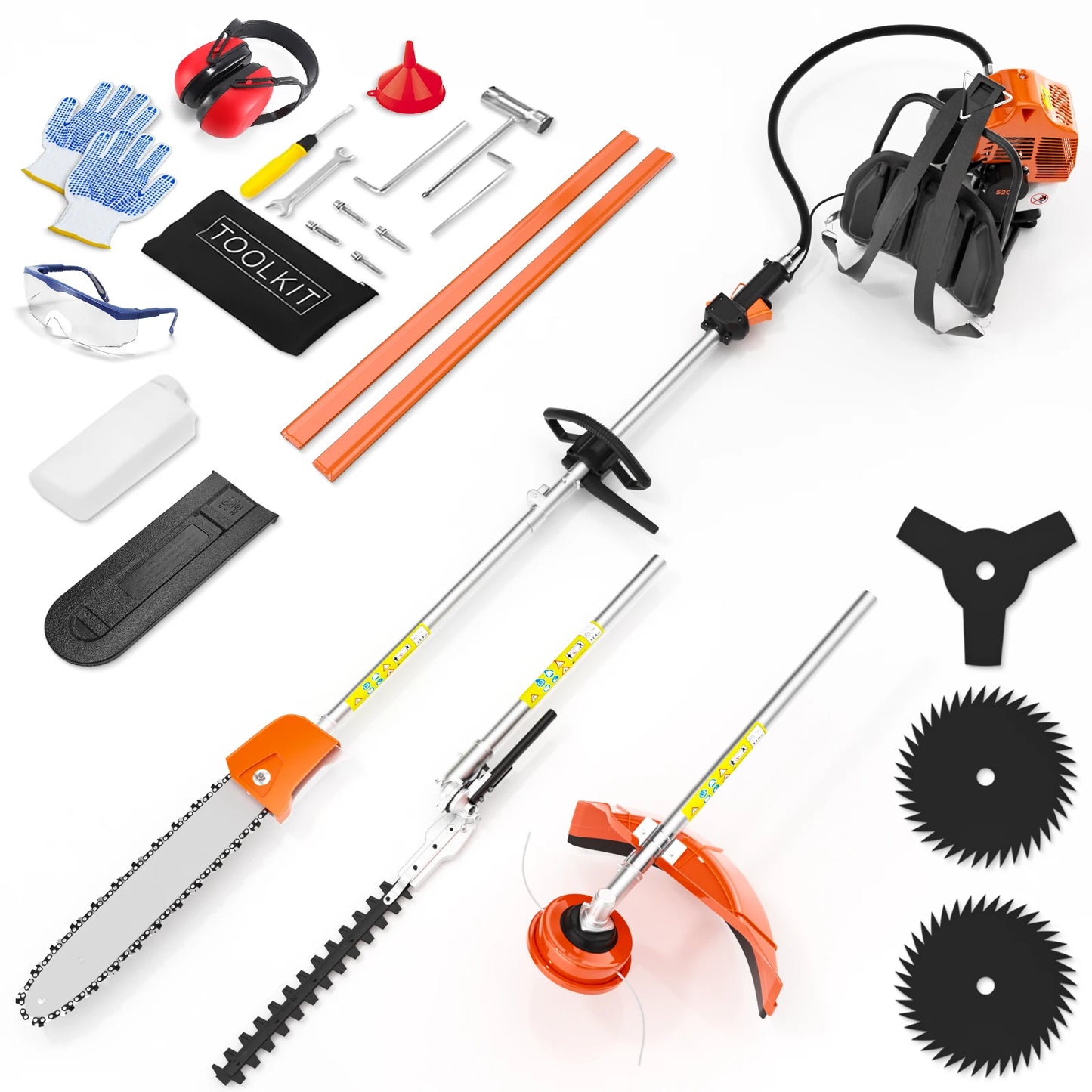 52cc 6-In-1 Gas Hedge Trimmer Multi-Tool For Yard Care