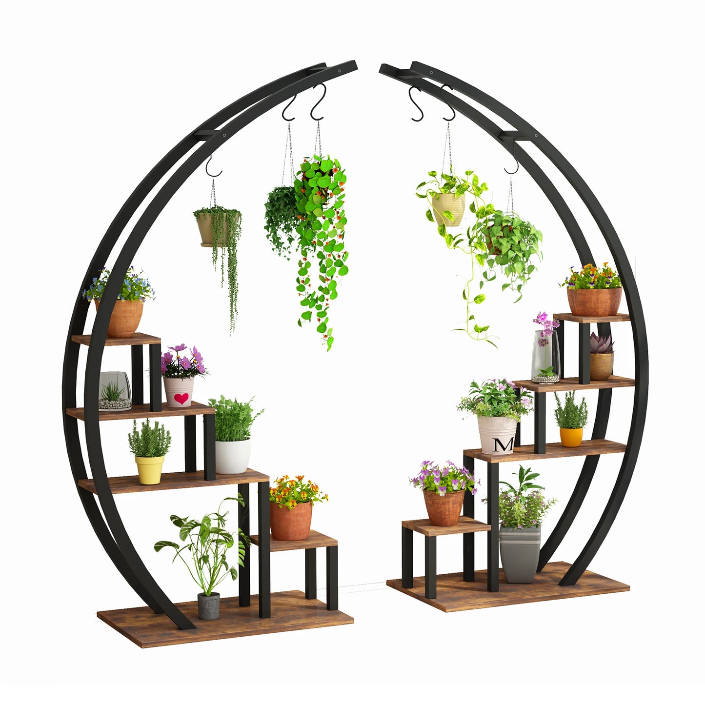 TWISTER.CK 5 Tier Plant Stand Indoor Half Moon Shelf