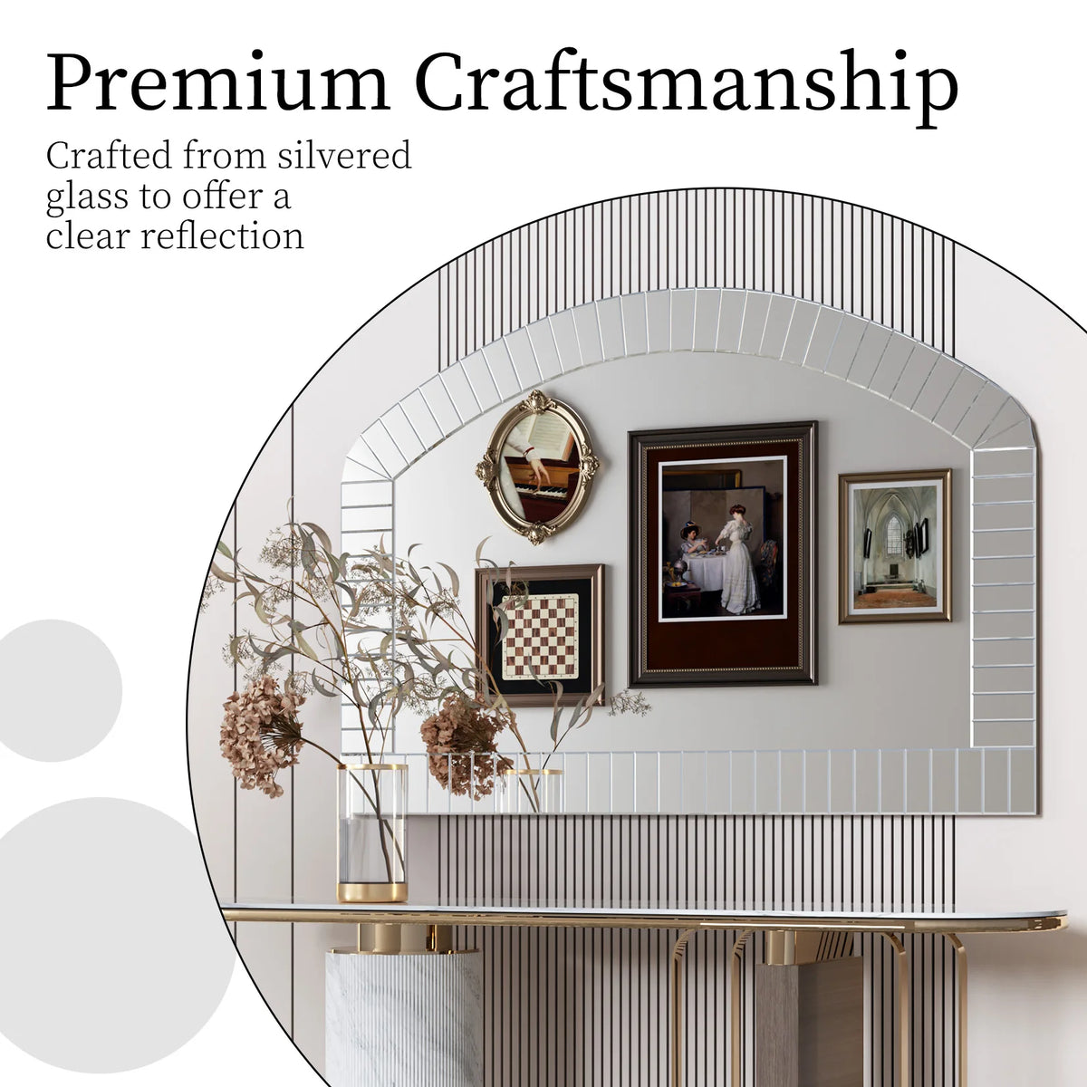 Arched Glass Wall Mirror Venetian Accent For Living Room