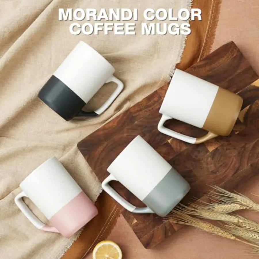 Porcelain Ceramic Coffee Mugs Set Of 4 With Handles