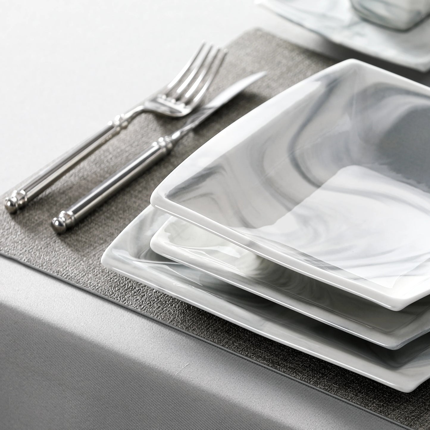 MALACASA Porcelain Dinnerware Set Service For 12 Modern Tableware