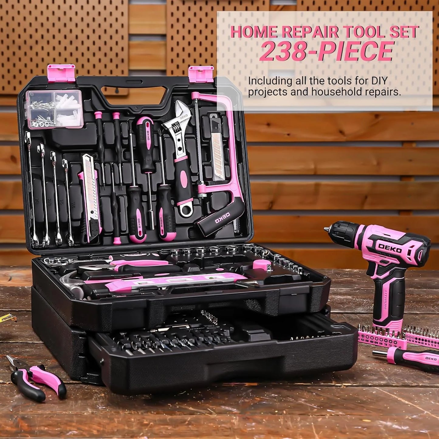 DEKO 12V Cordless Drill and Tool Kit Organizer Case
