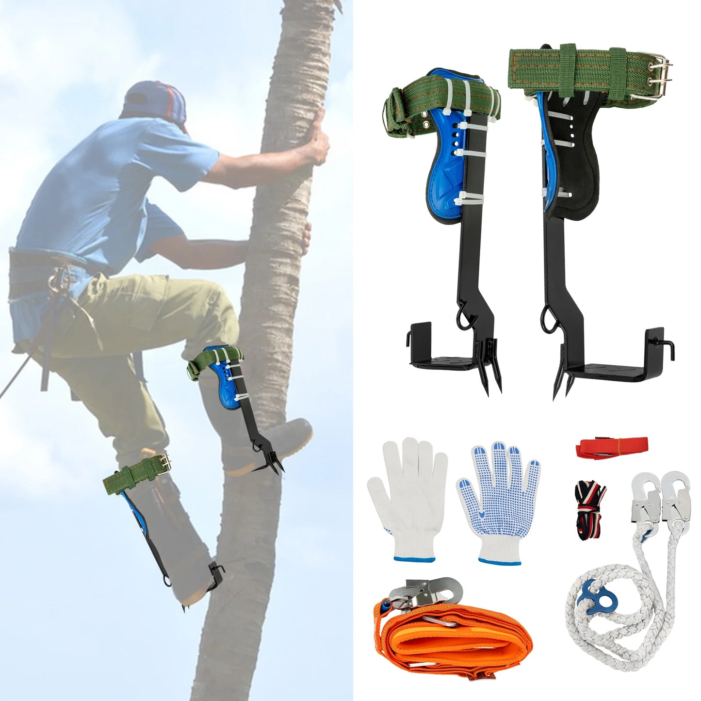 Tree Climbing Tools Kit With Safety Belt And Foot Pedal