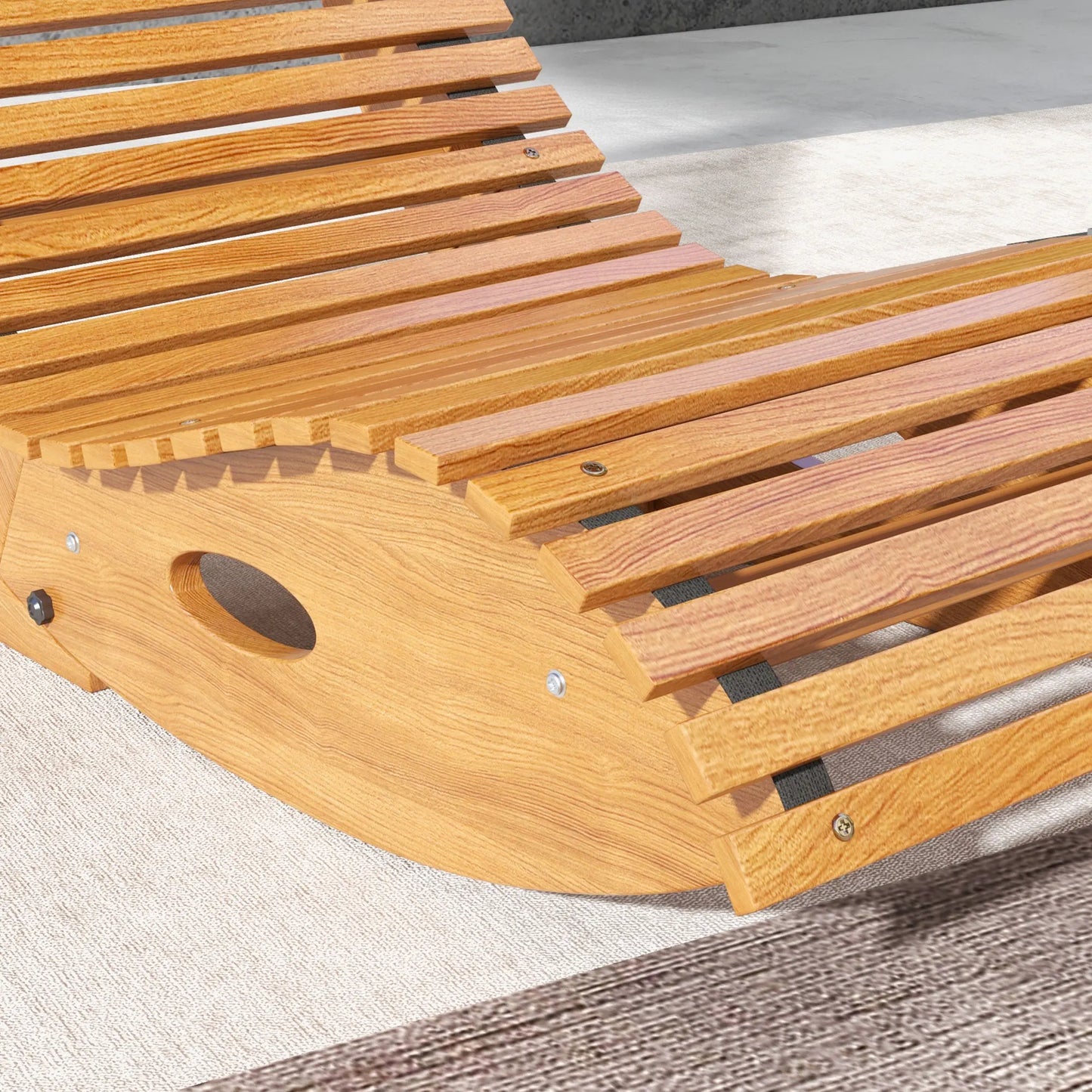 Outsunny Outdoor Rocking Chair Teak Wood Slatted Seat