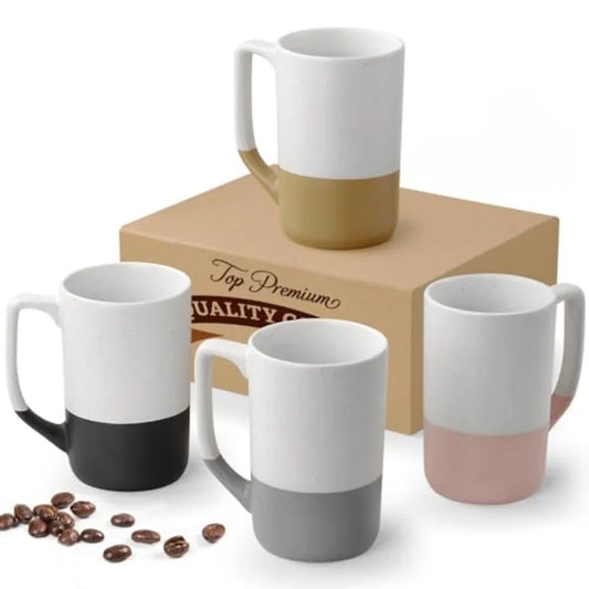 Porcelain Ceramic Coffee Mugs Set Of 4 With Handles