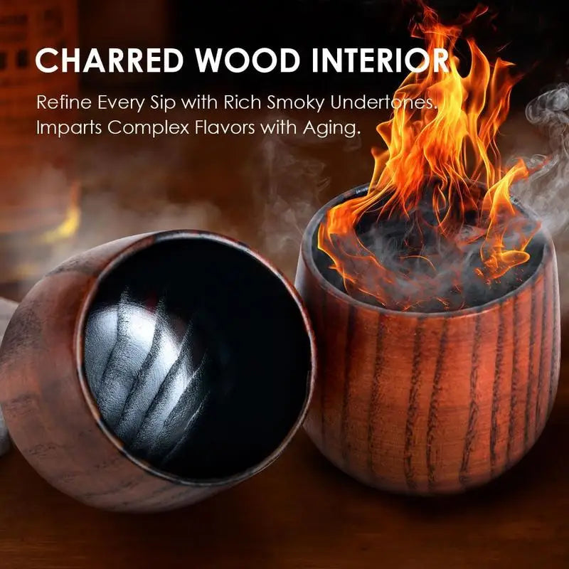 Charred Wooden Whiskey Tumbler For Bourbon And Whiskey Lovers
