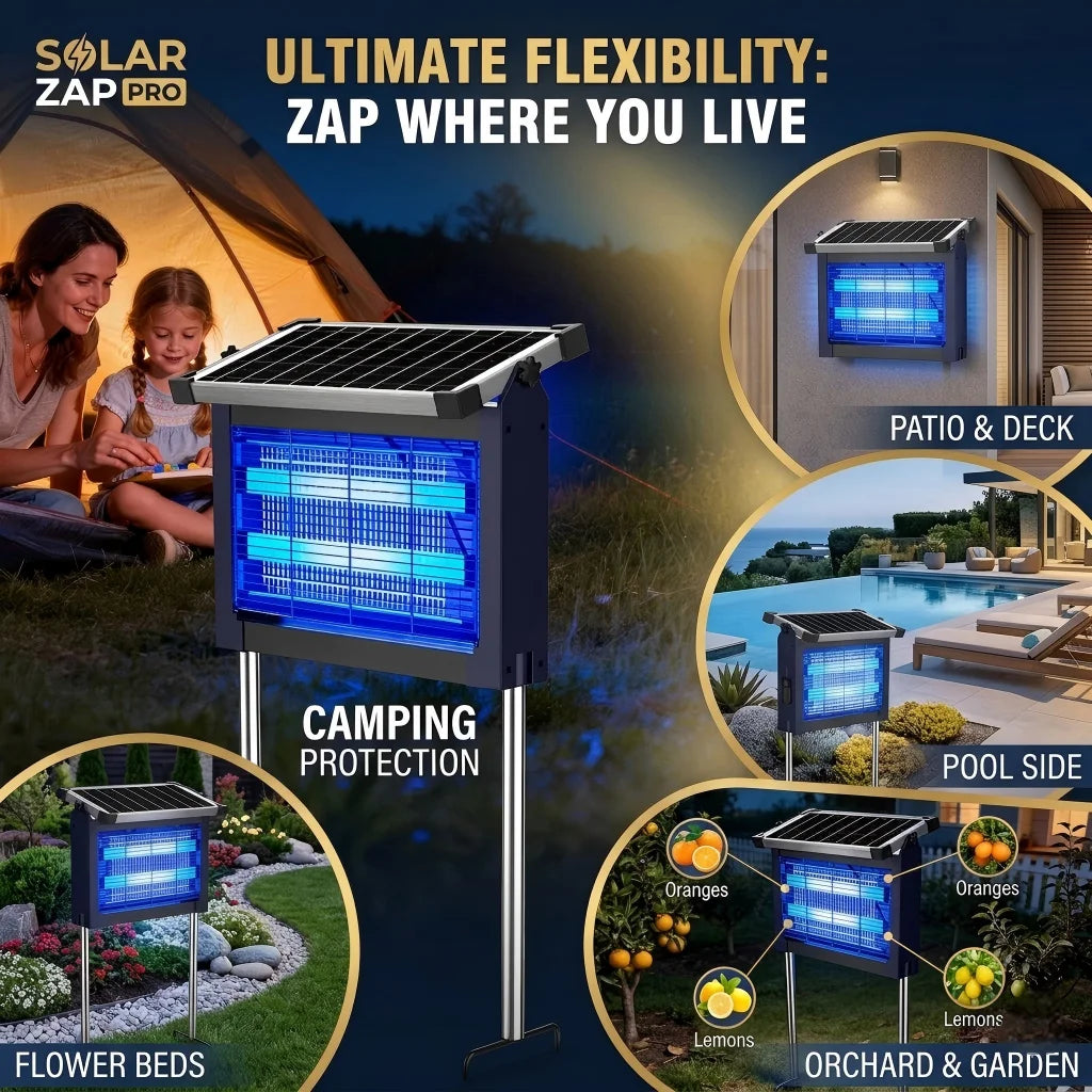 Solar Mosquito Zapper Outdoor Waterproof Dual Solar USB Rechargeable