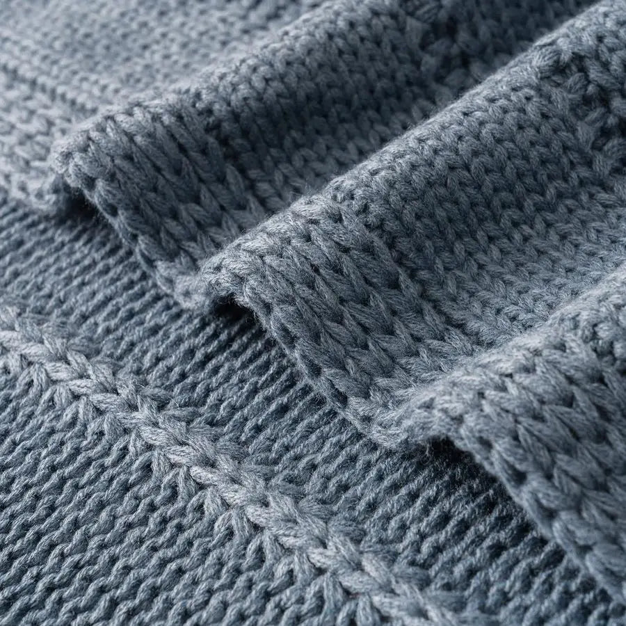 Cable Knit Throw Blanket Soft Cozy Decorative for Sofa Bed