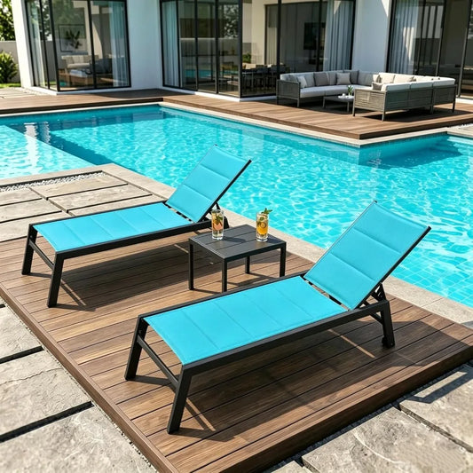 Outdoor Chaise Lounge Set of 2 Aluminum Patio Lounge Chair with Wheels and Side Table Pool Chaise Lounge Chair for, Customized