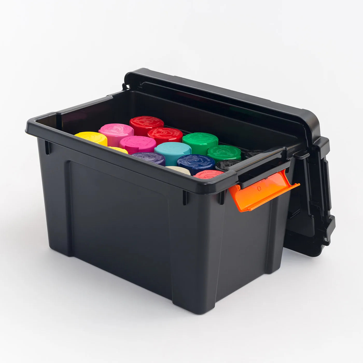 IRIS 5 Gallon Black Plastic Latching Storage Bin with Lid Tote, Plastic Storage Container with Lid, 4-Pack