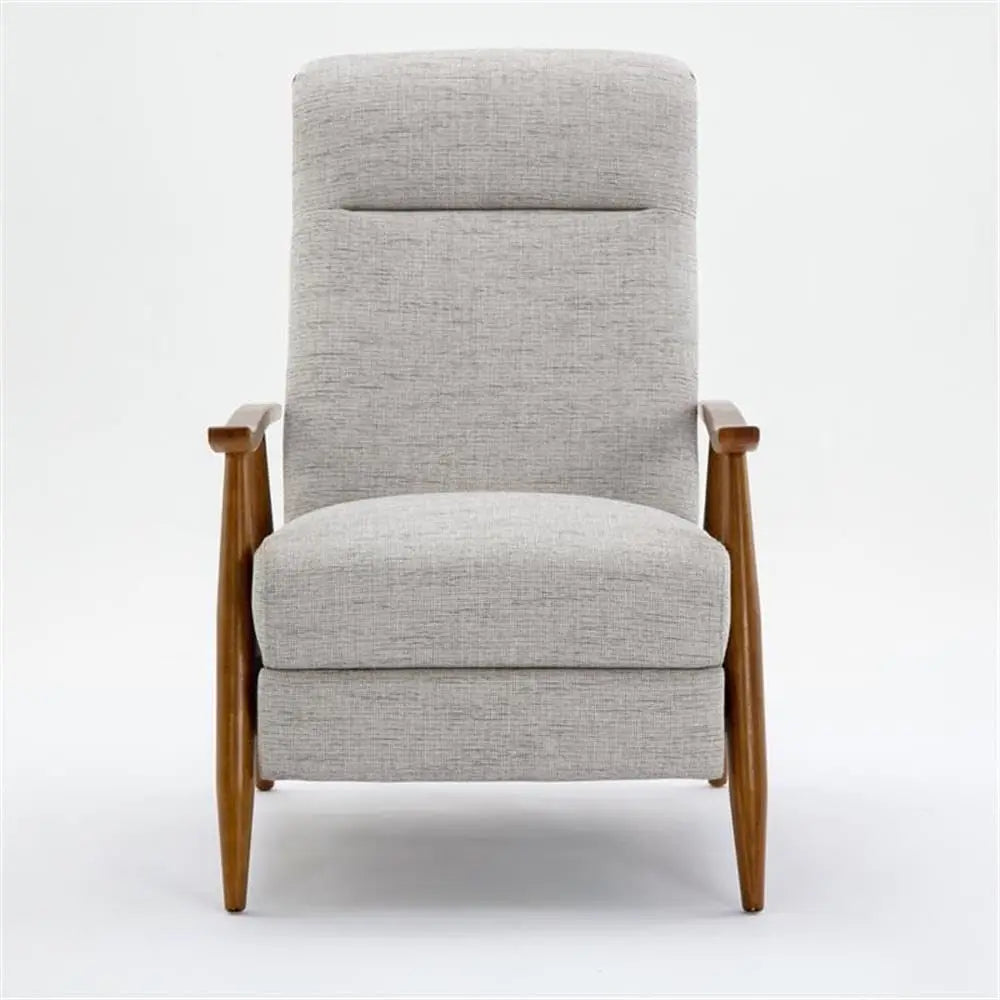 Push Back Recliner With Wood Arm Performance Fabric Upholstery