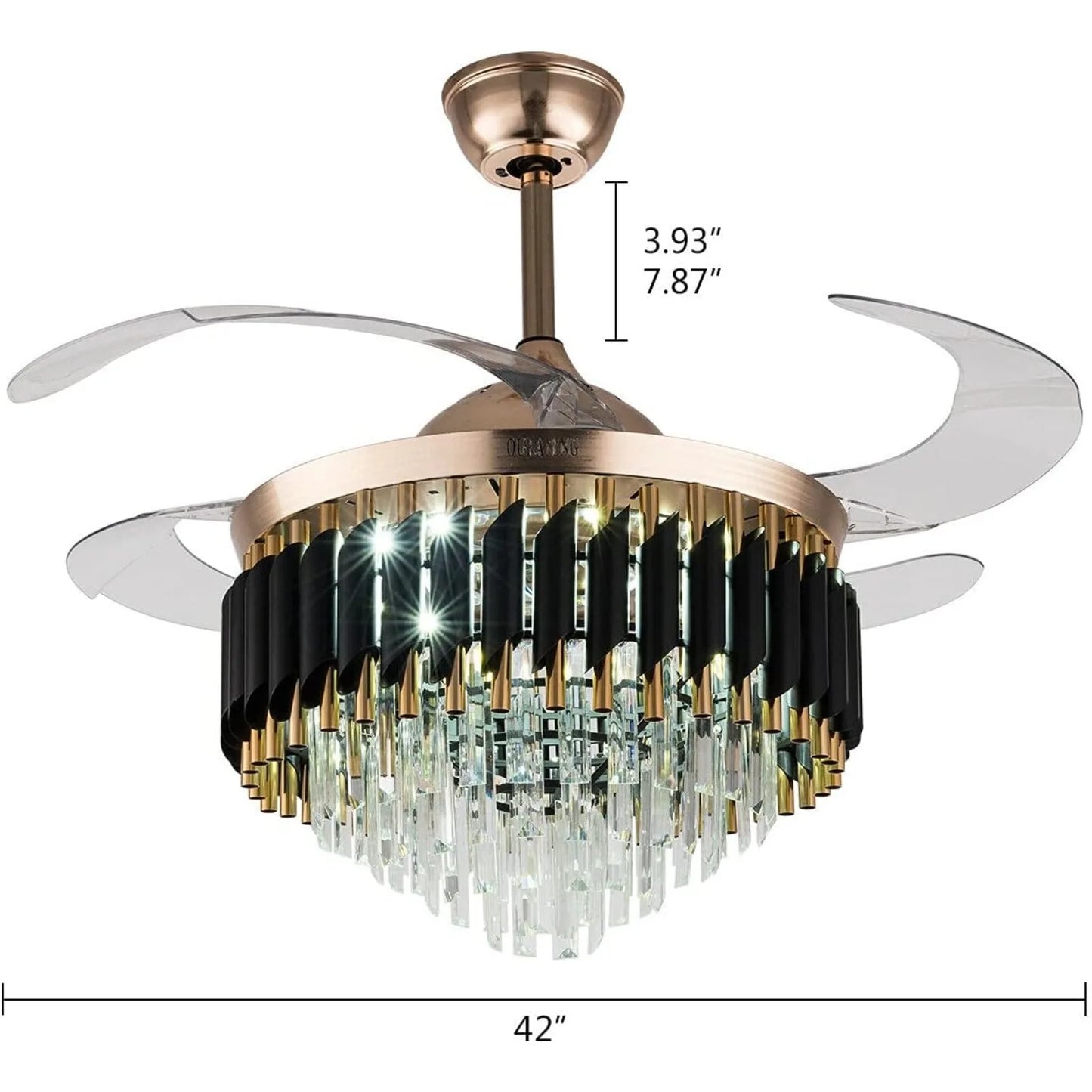 Crystal Ceiling Fan With LED Light, Remote Control