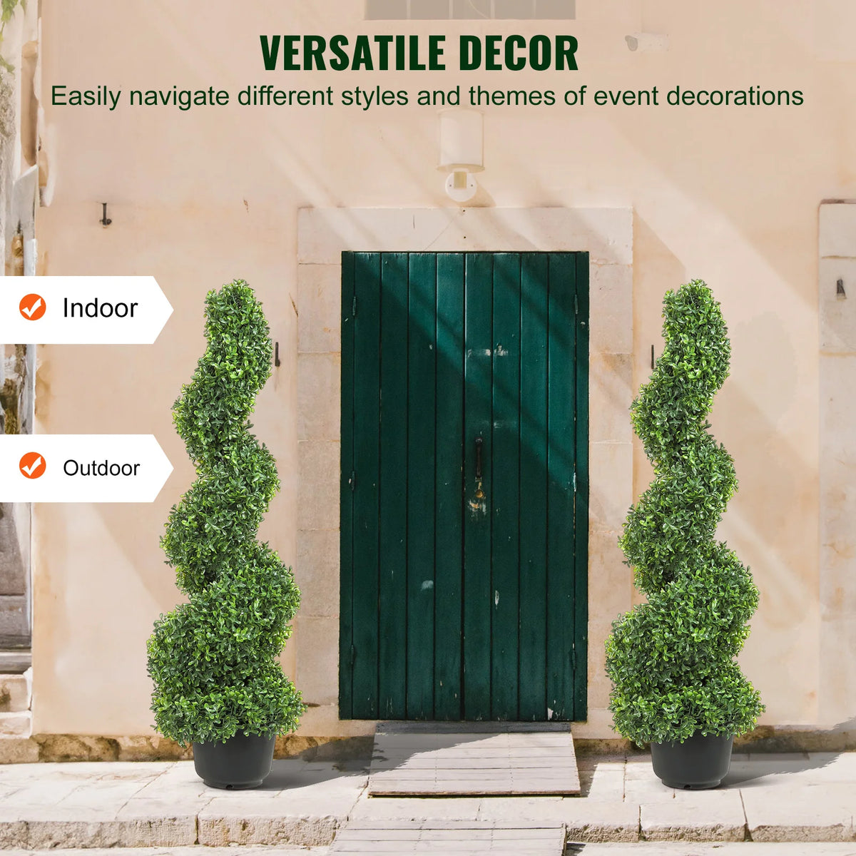 SucceBuy Artificial Boxwood Spiral Topiary Tree for Outdoor Decor