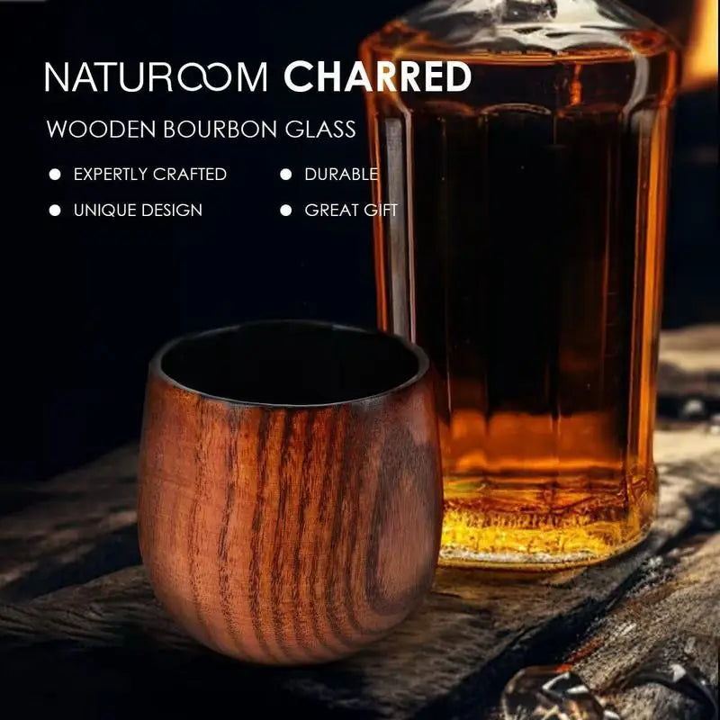 Charred Wooden Whiskey Tumbler For Bourbon And Whiskey Lovers